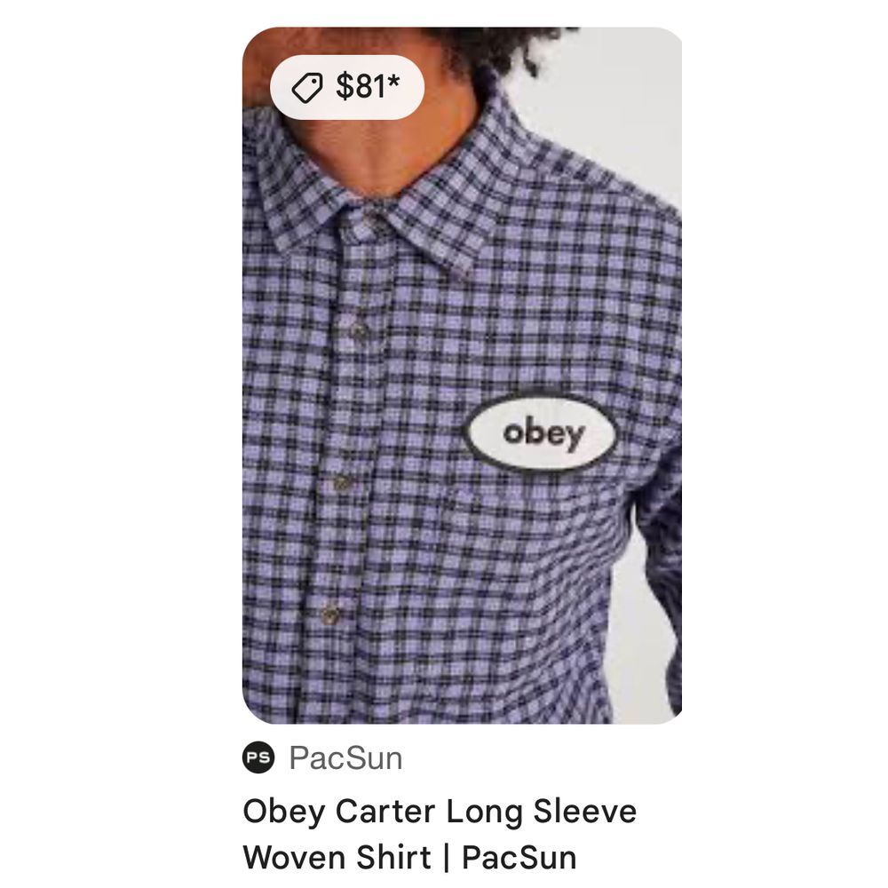 Obey Carter Long Sleeve Woven Shirt Men's Size‎ Medium
